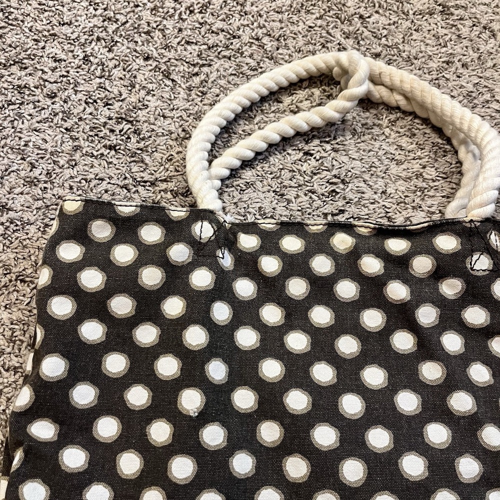 American Eagle Retro Boho Chocolate Brown Polka Dot Beachcomber Tote Bag
